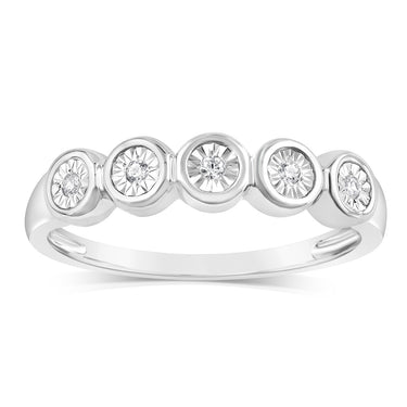 Luminesce Lab Grown Sterling Silver in 5 Natural Diamonds Ring