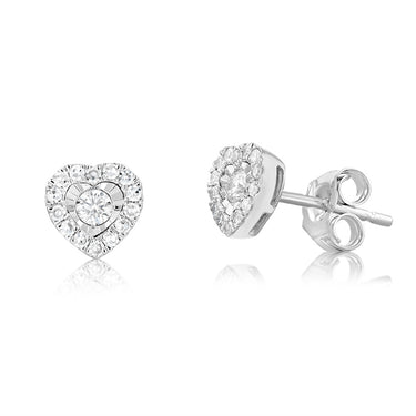 Luminesce Lab Grown 9ct Yellow Gold 1/4 Carat Diamond Heart Stud Earrings