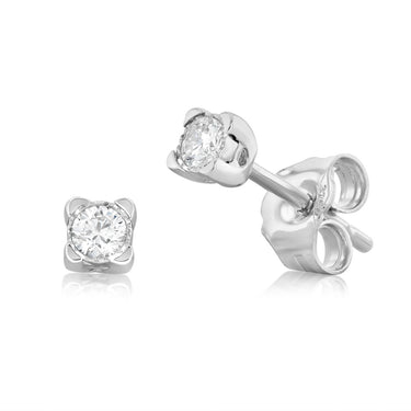 Luminesce Lab Grown 9ct White Gold 1/10 Carat Diamond Solitaire Stud Earrings