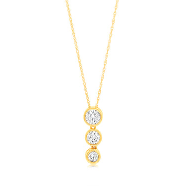 Luminesce Lab Grown 9ct Yellow Gold 0.80 Carat Diamond Pendant with 3 Diamonds on 45cm Chain