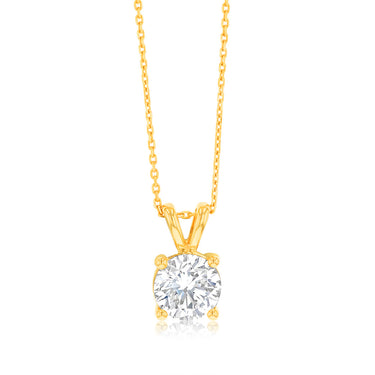 Luminesce Lab Grown Solitaire 2Ct Diamond Pendant in 9ct Yellow Gold with Adjustable Chain