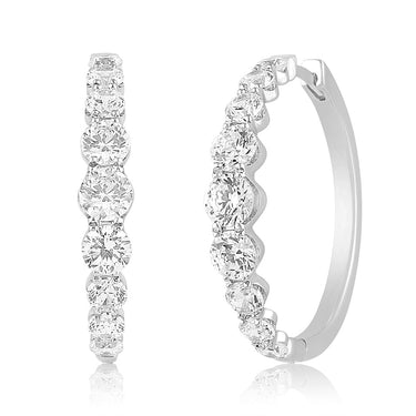 Luminesce Lab Grown 10ct White Gold Hoop Earrings in 3 Carat Diamond