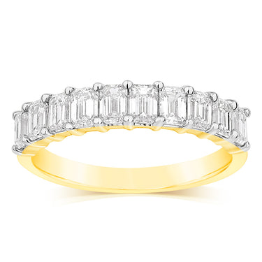 Luminesce Lab Grown 10ct Yellow Gold Eternity Emerald Cut Shaped Ring in 1 Carat Diamond