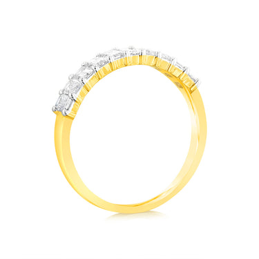 Luminesce Lab Grown 10ct Yellow Gold Eternity Emerald Cut Shaped Ring in 1 Carat Diamond
