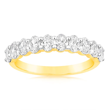 Luminesce Lab Grown 10ct Yellow Gold Eternity Oval Cut Shaped Ring in 1 Carat Diamond