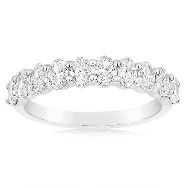 Luminesce Lab Grown 10ct White Gold Eternity Oval Cut Shaped Ring in 1 Carat Diamond