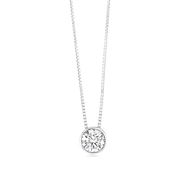 Luminesce Lab Grown Bezel Pendant in 3/4 Carat Diamond with Silver Slider Chain
