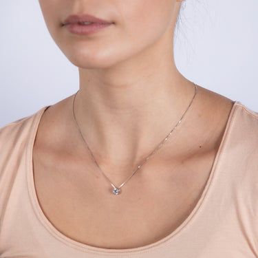 Luminesce Lab Grown Bezel Pendant in 3/4 Carat Diamond with Silver Slider Chain