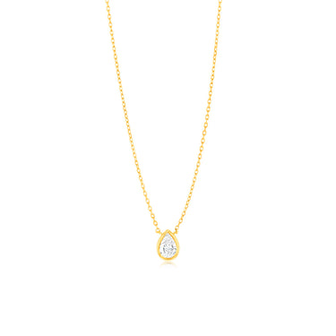 Luminesce Lab Grown 9ct Yellow Gold 1/5 Carat Diamond Pear Shaped Bezel Pendant