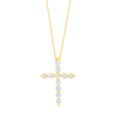 Luminesce Lab Grown 9ct Yellow Gold 1 Carat Cross Pendant with Chain