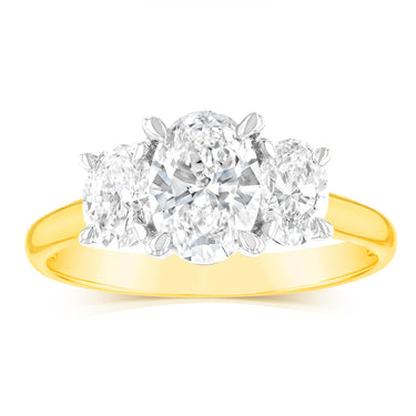 Luminesce Lab Grown 18ct Yellow Gold 1.5 Carat Trilogy Diamond Ring
