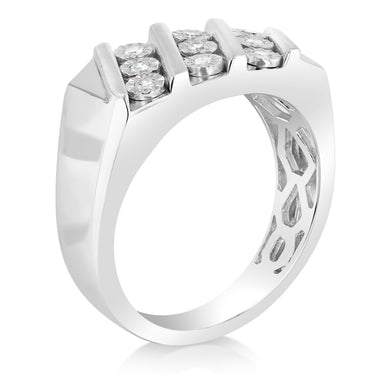 Luminesce Lab Grown 9 Diamond Channel Gents Ring in Sterling Silver