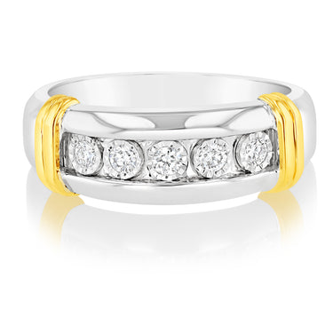 Luminesce Lab Grown 1/5 Carat Diamond Channel Gents Ring in Sterling Silver