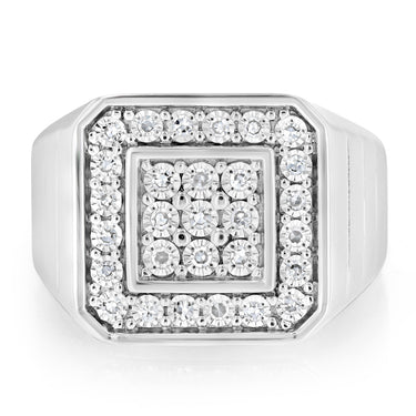 Luminesce Lab Grown 1/4 Carat Diamond Channel Gents Ring in Sterling Silver