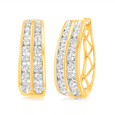 Luminesce Lab Grown 9ct Yellow Gold 1 Carat Diamond Hoop Earring