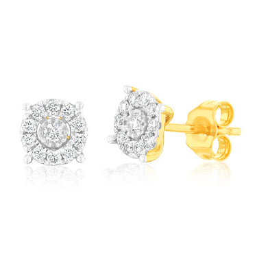 Luminesce Lab Grown 9ct Yellow Gold 1/4 Carat Diamond Stud Earrings