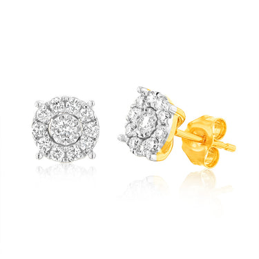 Luminesce Lab Grown 9ct Yellow Gold 1/2 Carat Diamond Stud Earrings