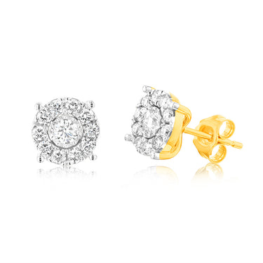 Luminesce Lab Grown 9ct Yellow Gold 3/4 Carat Diamond Stud Earrings