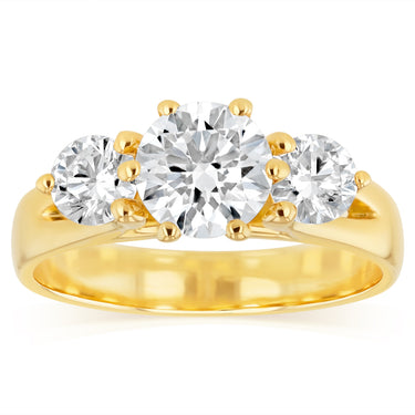 Luminesce Lab Grown 18ct Yellow Gold 1.8 Carat Diamond Trilogy Ring