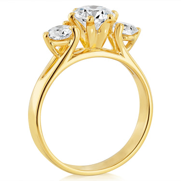 Luminesce Lab Grown 18ct Yellow Gold 1.8 Carat Diamond Trilogy Ring