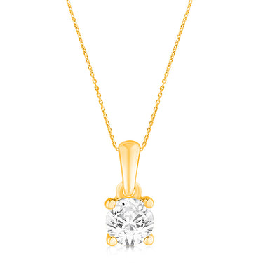 Luminesce Lab Grown 3/4 Carat Diamond Solitaire Pendant on 9ct Yellow Gold Adjustable Chain