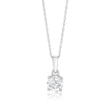 Luminesce Lab Grown 1 Carat Diamond Solitaire Pendant on 9ct White Gold Chain
