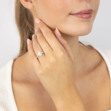 Luminesce Lab Grown 9ct yellow Gold 0.55 Carat Halo Oval Brilliant Cut Ring
