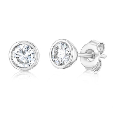 Luminesce Lab Grown 1 Carat Sterling Silver Bezel Diamond Studs