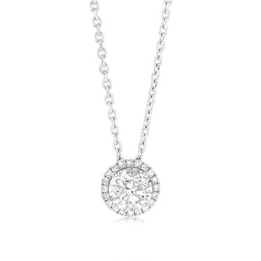 Luminesce Lab Grown 1.10 Carat Diamond Solitaire Halo Pendant Sterling Silver