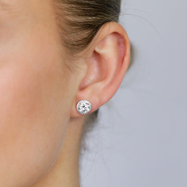 Luminesce Lab Grown 2.2 Carat Diamond Solitaire Halo Stu Earrings Sterling Silver