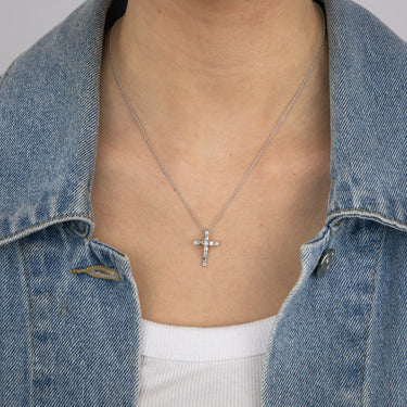 Luminesce Lab Grown 1/5 Carat Cross Pendant 9ct White Gold