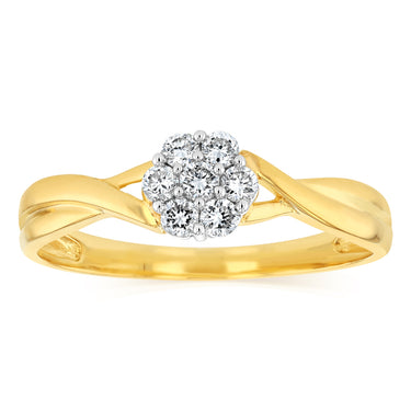 Luminesce Lab Grown 1/4 Carat Diamond Dress Ring in 9ct Yellow Gold