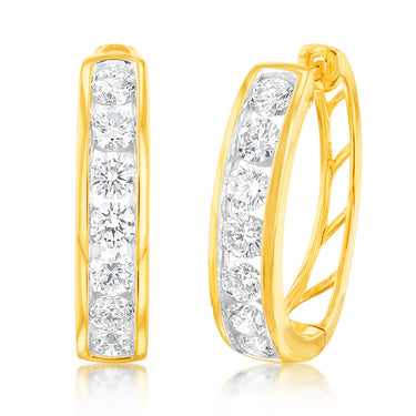 Luminesce Lab Grown 1.5 Carats Diamond Hoop Earring in 9ct Yellow Gold