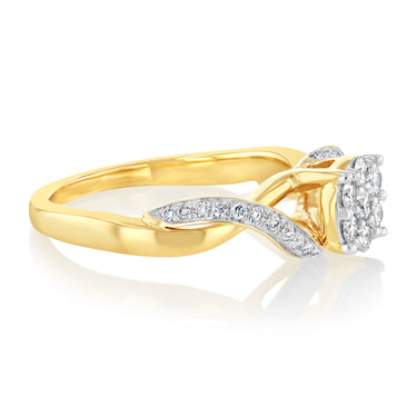 Luminesce Lab Grown 31 Diamonds Cluster Ring in 9ct Yellow Gold