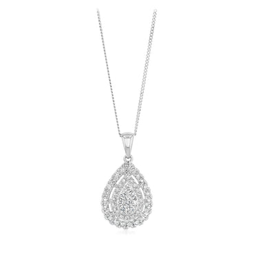 Luminesce Lab Grown 1 Carat Diamond Pear Shaped Pendant in 9ct White Gold