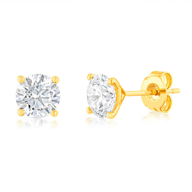 Luminesce Lab Grown 2 Carats Diamond Stud Earrings in 9ct Yellow Gold