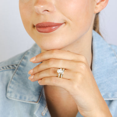 Luminesce Lab Grown 2.9 Carats with 2 Carats Centre Oval Diamond Bridal Set in 9ct Yellow Gold