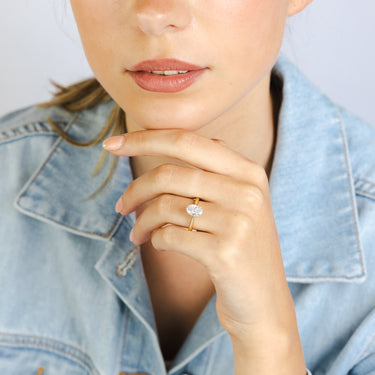 Luminesce Lab Grown 1.5 Carats Diamond Oval Solitaire Ring in 9ct Yellow and White Gold