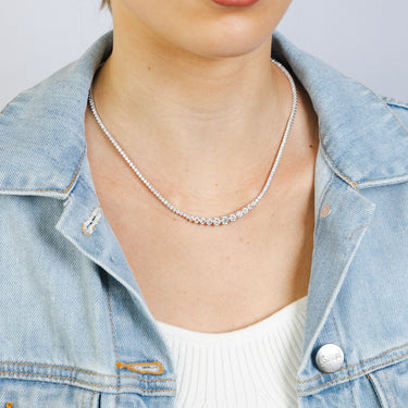 Luminesce Lab Grown 8.7 Carats Diamond Tennis Necklace in 10ct White Gold