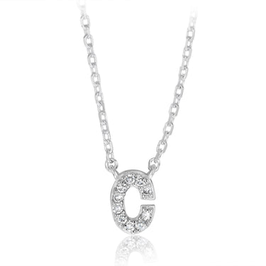 Luminesce Lab Grown Diamond "C" Pendant on Adjustable 40-45cm Chain Set in Sterling Silver