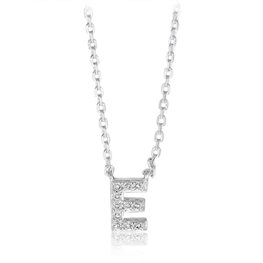 Luminesce Lab Grown Diamond "E" Pendant on Adjustable 40-45cm Chain Set in Sterling Silver