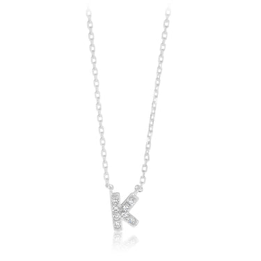 Luminesce Lab Grown Diamond "K" Pendant on Adjustable 40-45cm Chain Set in Sterling Silver