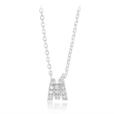 Luminesce Lab Grown Diamond "M" Pendant on Adjustable 40-45cm Chain Set in Sterling Silver