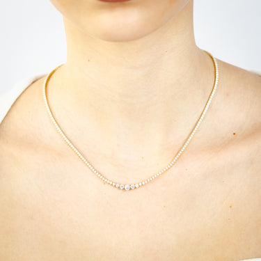 Luminesce Lab Grown 4 Carat Diamond Tennis Necklace in 9ct Yellow Gold