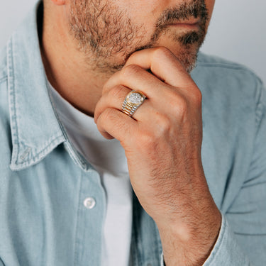 Luminesce Lab Grown 1/4 Carat Diamond Gents Ring in Gold Plated Silver