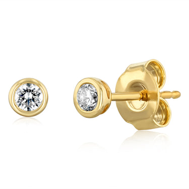 Luminesce Lab Grown 1/6 Carat Diamond Bezel Set Earring in 9ct Yellow Gold