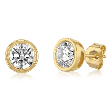 Luminesce Lab Grown 2 Carat Diamond Bezel Set Earring in 9ct Yellow Gold