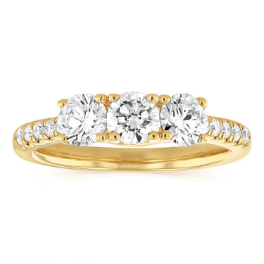 Luminesce Lab Grown 1 Carat Diamond Trilogy Channel Ring in 9ct Yellow Gold