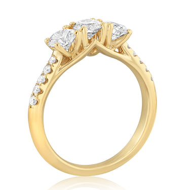 Luminesce Lab Grown 1 Carat Diamond Trilogy Channel Ring in 9ct Yellow Gold