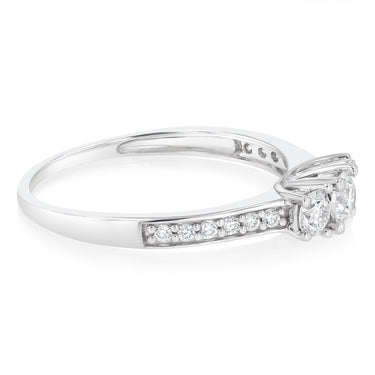 Luminesce Lab Grown 1/2 Carat Diamond Trilogy Ring in Sterling Silver
